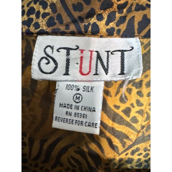 Vintage Stunt Womens 100% Silk Animal Print Button-Up Shirt M - Picture 3 of 6